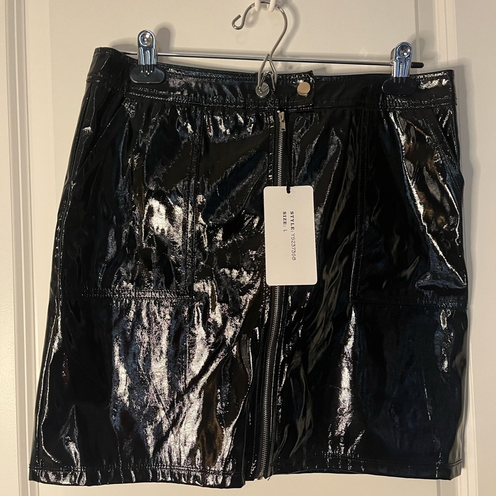Shiny Faux Leather Skirt